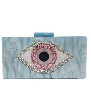 Blue eye acrylic clutch purse new